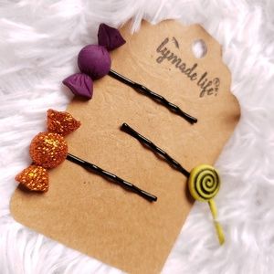 3 pc Halloween Candy Hairpin Assortment